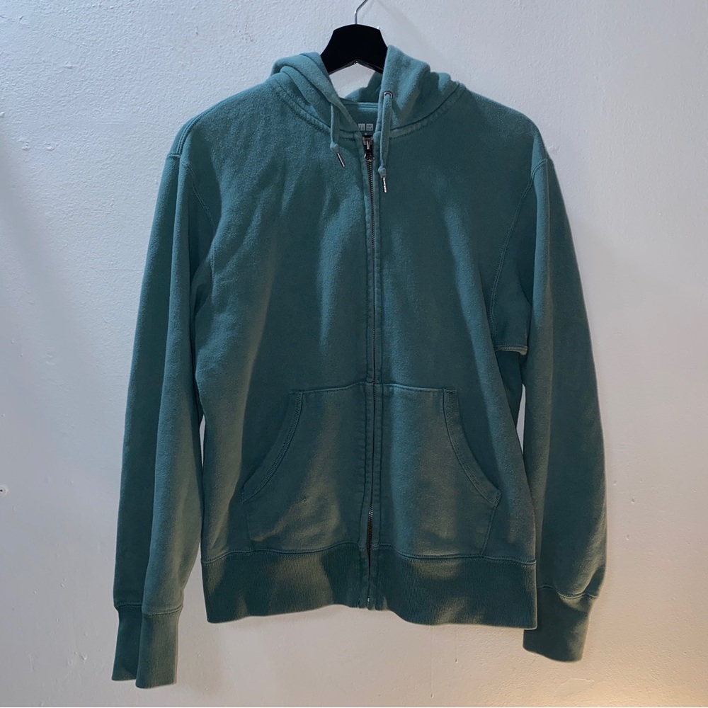 Women’s Uniqlo Sweat Full Zip Hoodie - Size Medium Faded Green